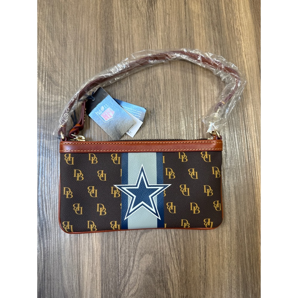 Dooney & Bourke Dallas Cowboys Wristlet Womens OS Brown NFL Star Monogram Bag